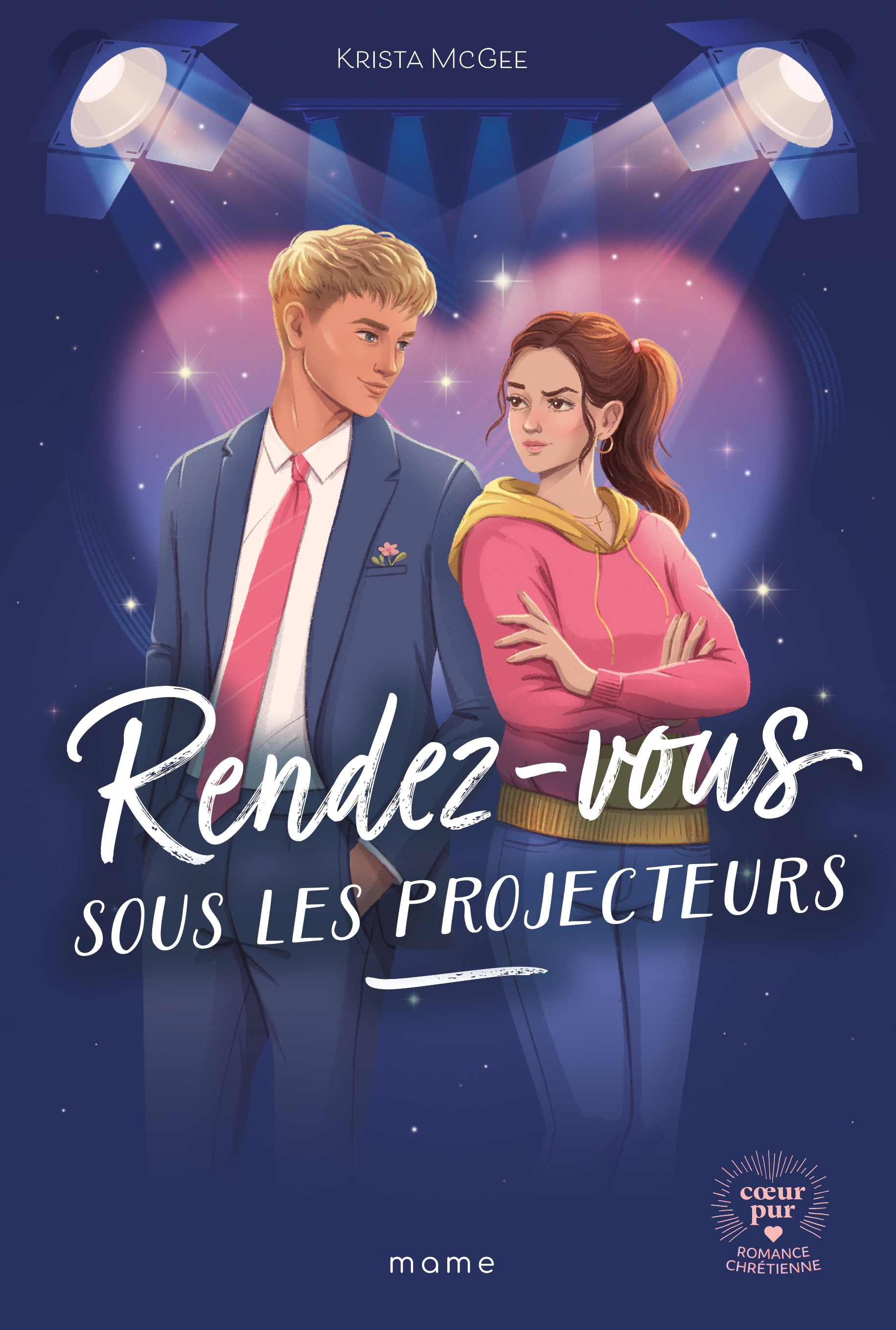 Couverture du roman "Rendez-vous sous les projecteurs", estampillé "romance chrétienne".