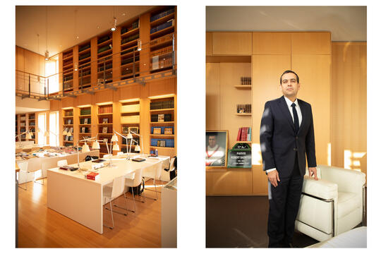 Peimane Ghaleh-Marzban, président du tribunal judiciaire de Paris et la bibliothèque Robert Badinter du tribunal de Paris.jpg