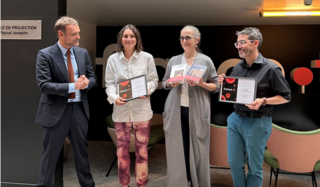 De gauche à droite : Augustin Trapenard, Adèle Yon, Delphine Ernotte Cunci, Philippe Manevy