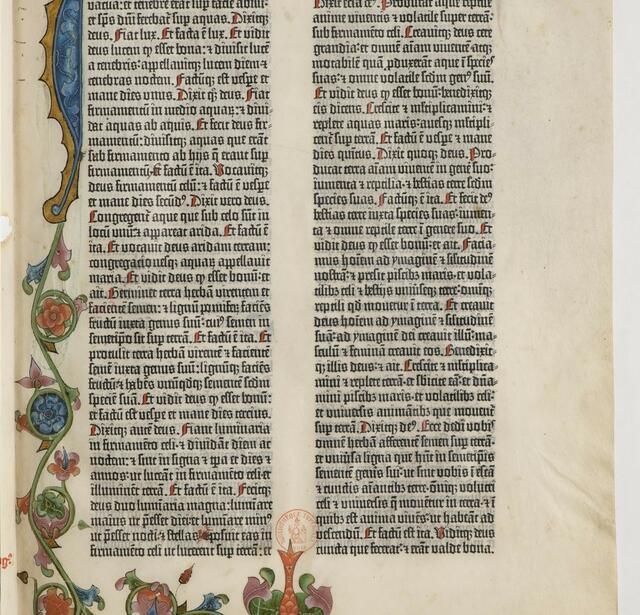 Extrait de la Bible de Gutenberg, exemplaire de la BnF