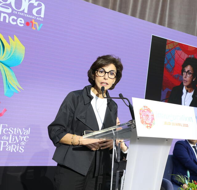 Rachida Dati lors de la cérémonie d'ouverture du festival du livre de Paris 2025