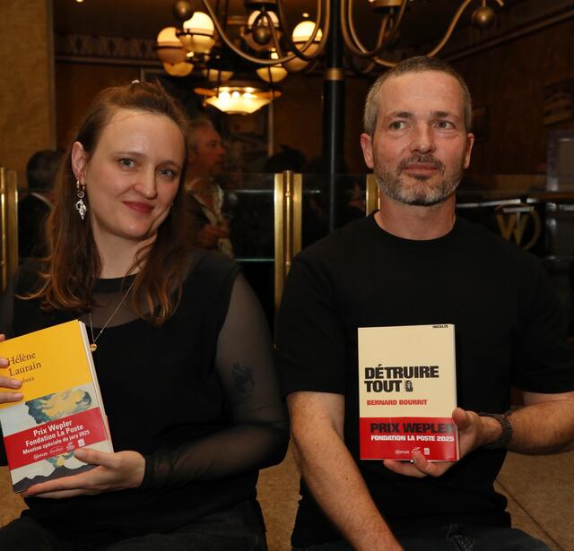 Hélène Laurain, lauréate de la mention spéciale du jury Wepler et Bernard Bourry, lauréat du prix Wepler 2025
