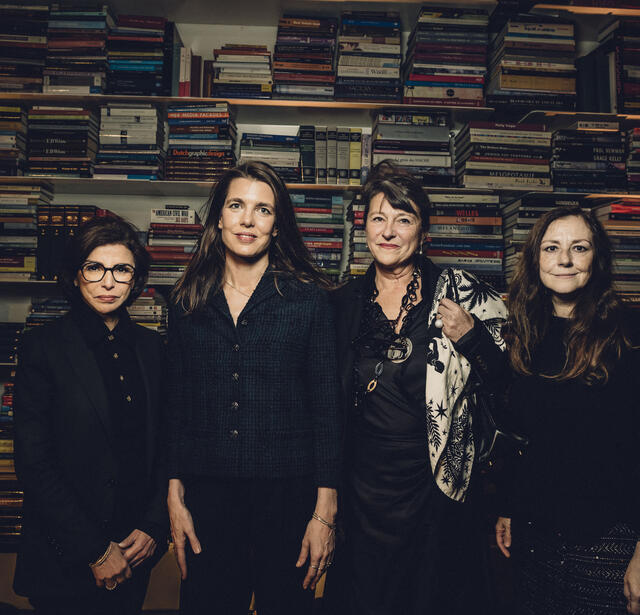 Rachida Dati, Ministre de la culture, Charlotte Casiraghi, autrice de La Félure (à paraitre chez Julliard), Régine Hatchondo, Présidente du CNL, Laurence Delamare, directrice de la librairie 7L