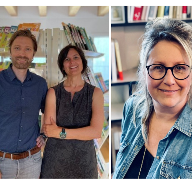 Lucas Giossi et Josée Cattin, coprésidents de Livre Suisse, et Natacha Bayard, directrice du Salon du livre de Genève