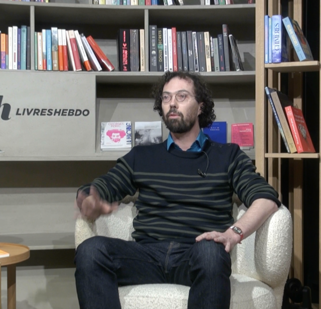 Benoît Virot dans le studio de Livres Hebdo