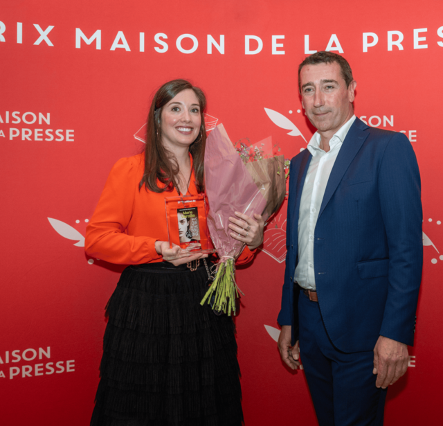Marie Vareille, Lauréate du 57e Prix Maison de la Presse & Arnaud Ayrolles Président du Groupe NAP (Maison de la Presse)