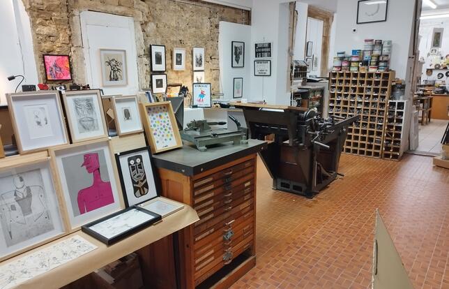 L'atelier de la galerie Les Mains noires, à Dole.