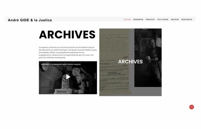 Capture d'écran du site-compagnon / Page dédiée aux archives