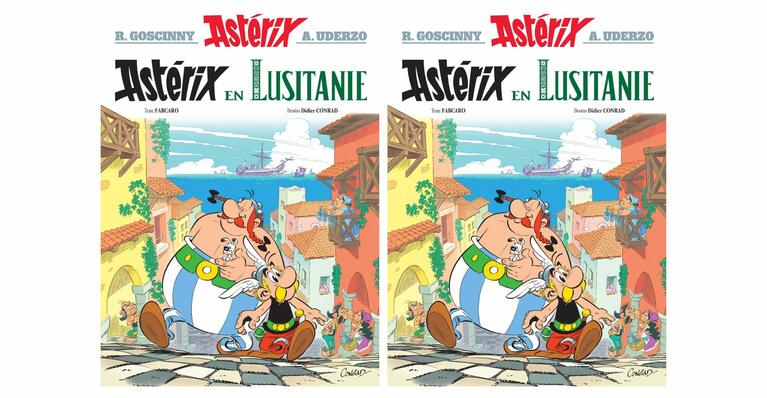 Couverture d'Astérix en Lusitanie de Fabcaro et Didier Conrad (éditions Albert Rene