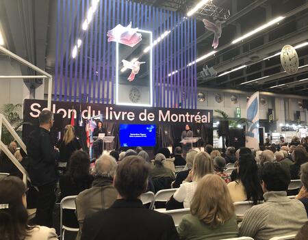 Geneviève Pigeon, présidente de l'ANEL, inaugure le Salon du livre de Montréal 2024, 