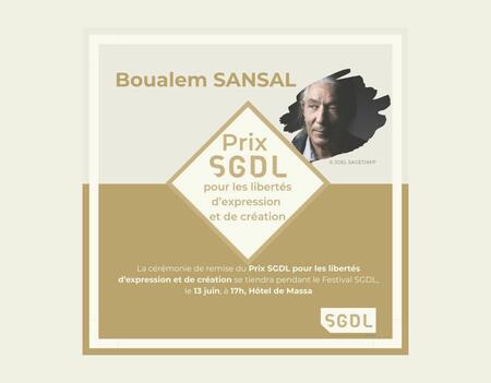 La SGDL lance Le prix pour les libertés d'expression et de création et le décerne à Boualem Sansal