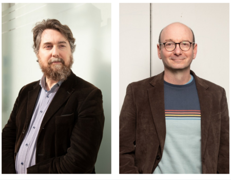 David Meulemans, fondateur des éditions Aux Forges de Vulcain, et Gregory Messina, fondateur et directeur de Linwood Messina Literary Agency