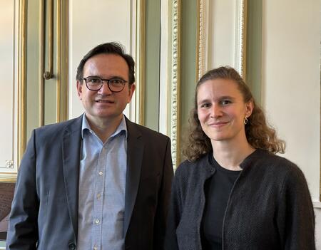 Pascal Lenoir, président de la commission Environnement et Fabrication et Laurène Eichner, chargée de mission pour la commission environnement-fabrication (SNE) 
