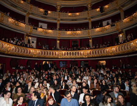 Public dans le théâtre de l'Odéon lors des Trophées de l'édition 2025