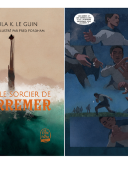 Couverture et extrait du "Sorcier de Terremer" d'Ursula Le Guin adapté par Fred Fordham (Le Livre de Poche Graphic)