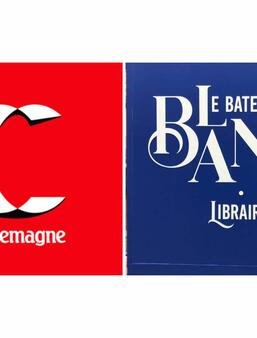 Logos du groupe Charlemagne et de la Librairie Le Bateau Blanc