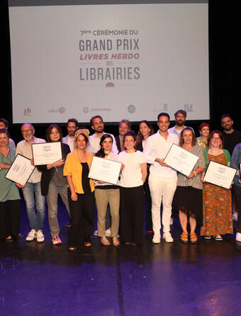 Les lauréats du Grand Prix Livres Hebdo des Librairies, le 3 juillet 2025 au Théâtre Debussy de Maisons-Alfort