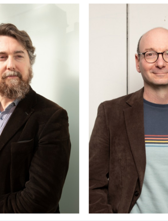 David Meulemans, fondateur des éditions Aux Forges de Vulcain, et Gregory Messina, fondateur et directeur de Linwood Messina Literary Agency