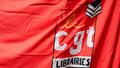 Un drapeau de la CGT Librairies lors du rassemblement des libraires, à Paris, le 8 septembre 2026.