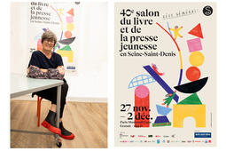 Sylvie Vassallo et l'affiche des 40 ans du SLPJ