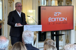 Emmanuel Hoog nouveau président du Printemps des poètes, lors de la conférence de presse au ministère de la Culture