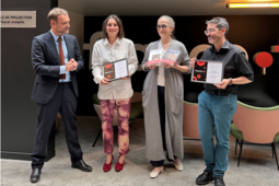 De gauche à droite : Augustin Trapenard, Adèle Yon, Delphine Ernotte Cunci, Philippe Manevy