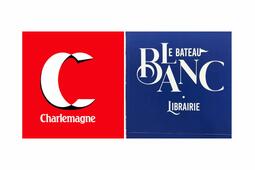 Logos du groupe Charlemagne et de la Librairie Le Bateau Blanc