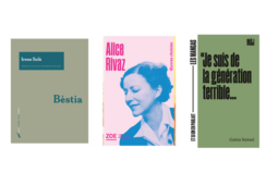 Couvertures des collections "Pierre Vives" (Seuil), "Les Dirigeables" (Zoé) et "MàJ" (Philo Mag)