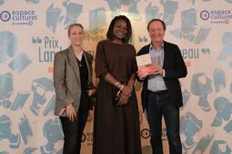 Prix Landerneau 2026 à Hemley Boum pour nos vie sauvages (gallimard) avec M.E Leclerc et Adélaïde de Clermont-Tonnerre 